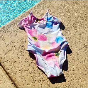 Little girls' floral one piece swimsuit
